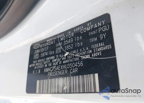 2017 Hyundai Accent Se z USA, uszkodzony, nr VIN KMHCT5AEXHU350456